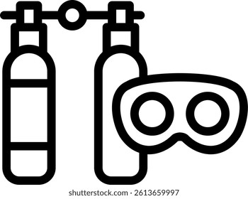 Diving Suitcase Line Vector Icon Design