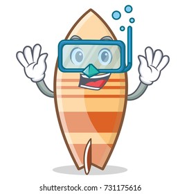 Diving surfboard character cartoon style