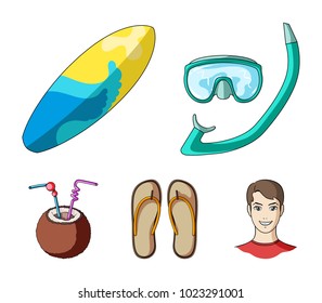 Diving, surfing, cocktail.Summer vacation set collection icons in cartoon style vector symbol stock illustration web.