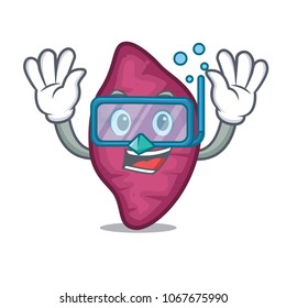 Diving sweet potato character cartoon