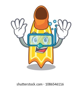 Diving swim fin character cartoon