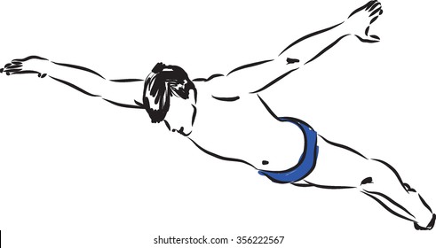 diving swimming man illustration