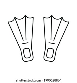 Diving and swimwear symbol. Isolated vector illustration of scuba footwear.