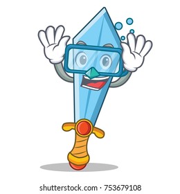Diving sword character cartoon style vector illustration