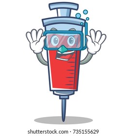 Diving syringe character cartoon style
