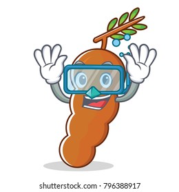 Diving tamarind character cartoon style