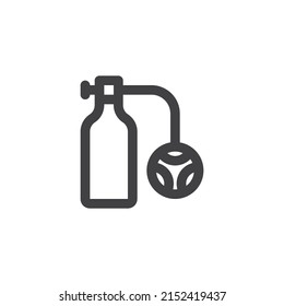 Diving tank line icon. linear style sign for mobile concept and web design. Oxygen tank outline vector icon. Symbol, logo illustration. Vector graphics