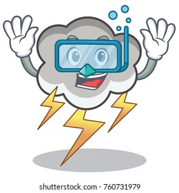 Diving thunder cloud character cartoon