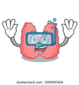 Diving thyroid character cartoon style