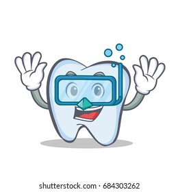diving tooth character cartoon style
