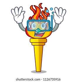 Diving torch character cartoon style