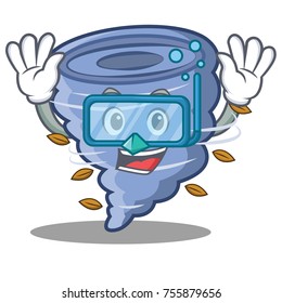 Diving tornado character cartoon style
