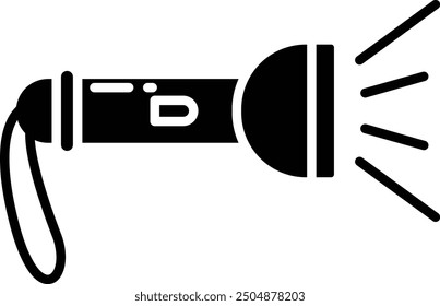 Diving Tourch solid glyph vector illustration
