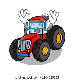 Diving tractor character cartoon style