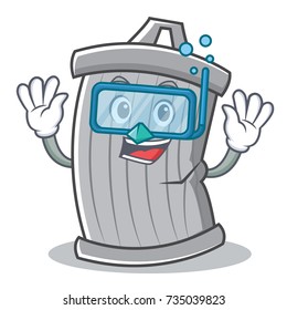 Diving trash character cartoon style