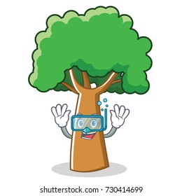 Diving tree character cartoon style