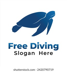 Diving Turtle Blue Modern Style Logo Vector