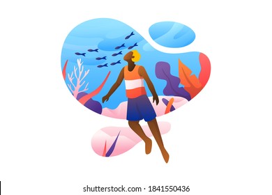 diving underwater vector illustration flat design