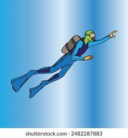 diving vector image. navy blue color