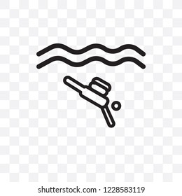 Diving vector linear icon isolated on transparent background, Diving transparency concept can be used for web and mobile