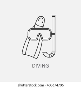Diving vector logo high-quality for modern concepts. Modern thin line icons on the sports theme. Diving mask.