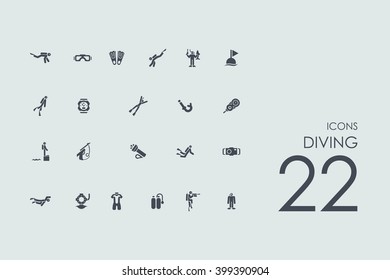 diving vector set of modern simple icons