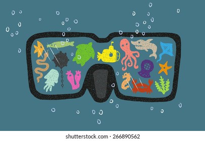 Diving. View through the mask.