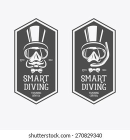 Diving vintage labels. Smart diving, training center.