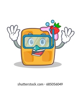 Diving waffle character cartoon design
