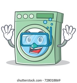 Diving washing machine character cartoon