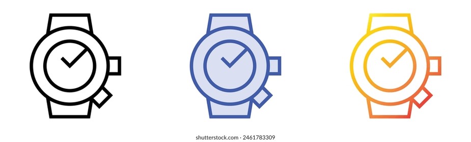 diving watch icon. Linear, Blue Fill and Gradient Style Design Isolated On White Background