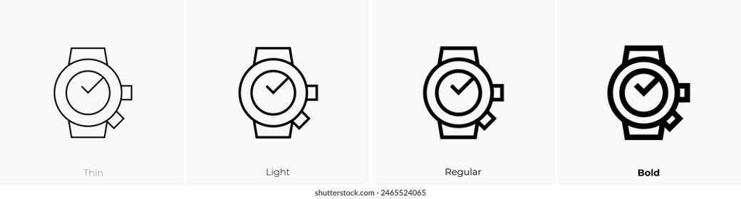 diving watch icon. Thin, Light Regular And Bold style design isolated on white background