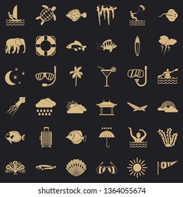 Diving in water icons set. Simple style of 36 diving in water vector icons for web for any design