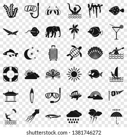 Diving in water icons set. Simple style of 36 diving in water vector icons for web for any design
