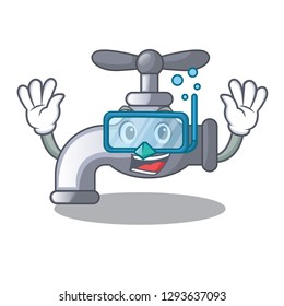 Diving water tap installed in cartoon bathroom