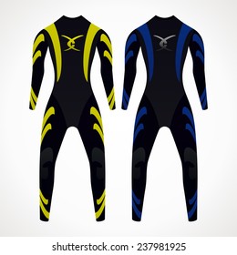 Diving wetsuit. yellow and blue color. vector format.