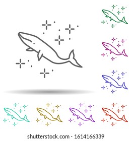 Diving whale in multi color style icon. Simple thin line, outline vector of diving icons for ui and ux, website or mobile application