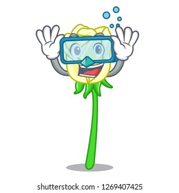 Diving white rose isolated on the mascot