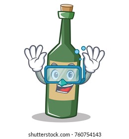 Diving wine bottle character cartoon