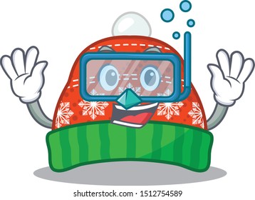 Diving winter hat cartoon mascot shape.
