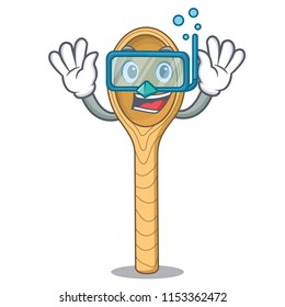 Diving wooden spoon character cartoon