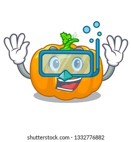 Diving yellow pumpkin in the cartoon shape