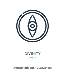 divinity thin line icon. divination, divine linear icons from zodiac concept isolated outline sign. Vector illustration symbol element for web design and apps.