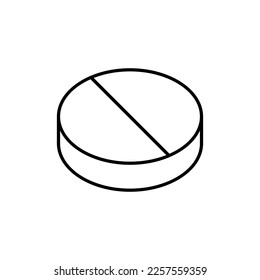 Signo aislado del comprimido divisible dibujado con línea negra. Firma de vectores para aplicaciones, libros, banners, anuncios, sitios, tiendas, tiendas