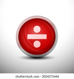 División en 3D Claves Rojas Brillantes para Iconos web, Iconos educativos e Iconos de puntuación. Ilustración vectorial