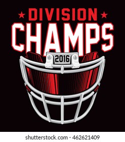 Division champs football helmet facemask t-shirt design