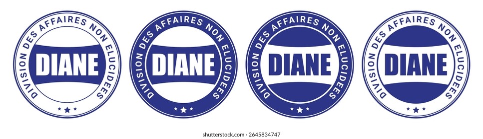 division des affaires non elucides diane azul circular emblema ícones com texto em negrito e estilo de carimbo oficial para rótulo ou design institucional	
