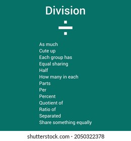 division key words in mathematics