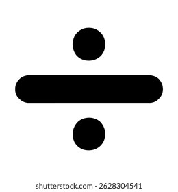 Símbolo matemático de divisão sinal de divisão operação matemática cálculo aritmético ícone isolado preto e branco gráfico