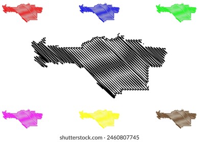 Division No. 14 (Canada, Alberta Province, North America) map vector illustration, scribble sketch map, Census division in Alberta